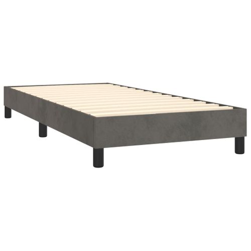 Cadre A Lattes 90x190 Cm En Velours - Gris Foncé