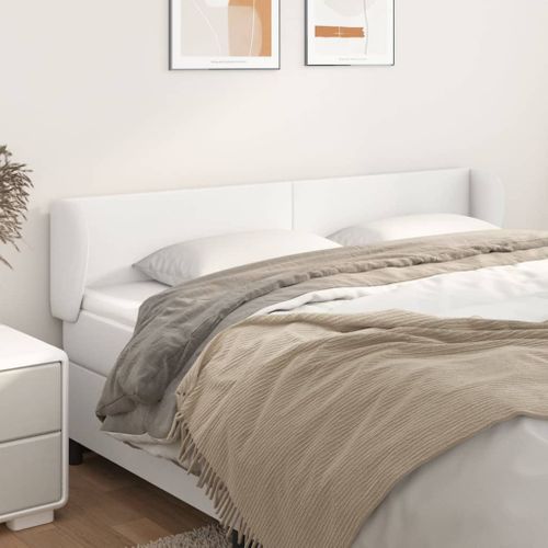 Tête De Lit Avec Oreilles Blanc 203x23x78/88 Cm Simili