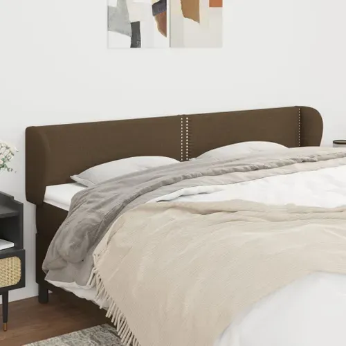 Tête De Lit Avec Oreilles Marron Foncé 183x23x78/88 Cm Tissu