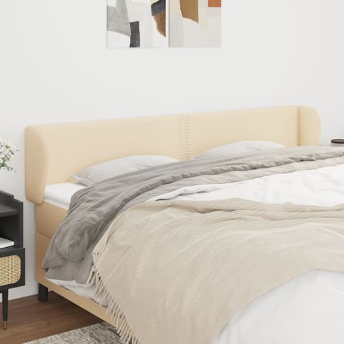 Tête De Lit Avec Oreilles Crème 183x23x78/88 Cm Tissu