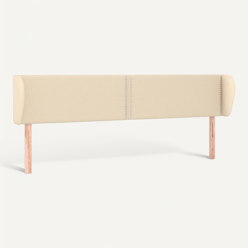 Tête De Lit Avec Oreilles Crème 183x23x78/88 Cm Tissu
