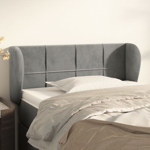 Tête De Lit Avec Oreilles Gris Clair 83x23x78/88 Cm Velours