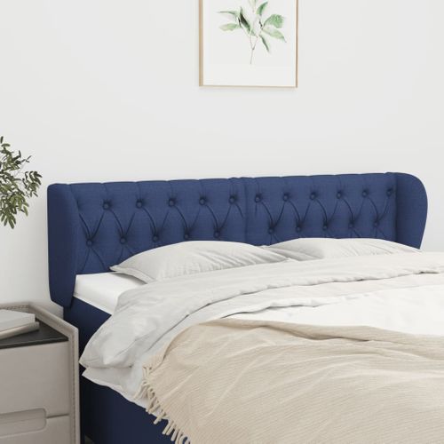 Tête De Lit Avec Oreilles Bleu 163x23x78/88 Cm Tissu
