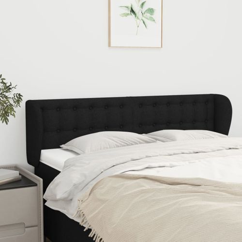 Tête De Lit Avec Oreilles Noir 147x23x78/88 Cm Tissu