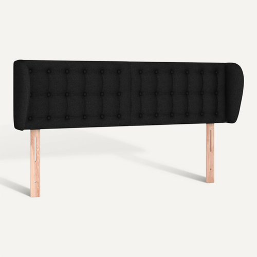 Tête De Lit Avec Oreilles Noir 147x23x78/88 Cm Tissu