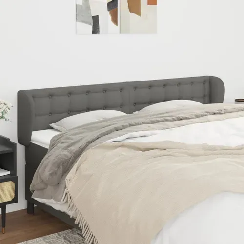 Tête De Lit Avec Oreilles Gris Foncé 163x23x78/88 Cm Tissu