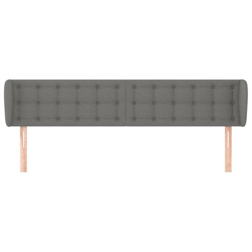Tête De Lit Avec Oreilles Gris Foncé 163x23x78/88 Cm Tissu