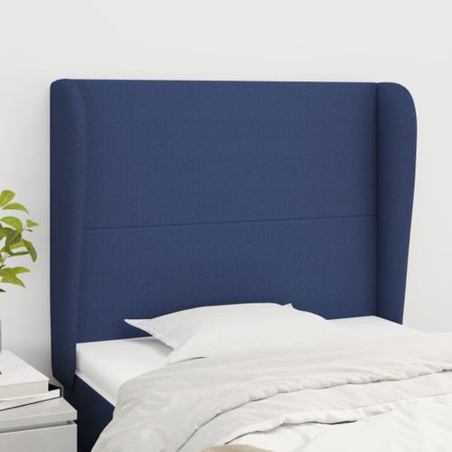 Tête De Lit Avec Oreilles Bleu 103x23x118/128 Cm Tissu