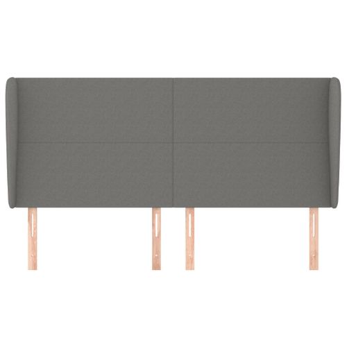 Tête De Lit Avec Oreilles Gris Foncé 163x23x118/128 Cm Tissu