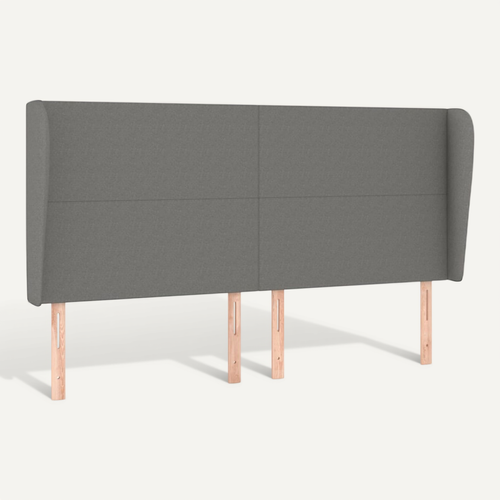 Tête De Lit Avec Oreilles Gris Foncé 163x23x118/128 Cm Tissu