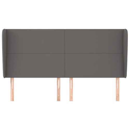 Tête De Lit Avec Oreilles Gris 163x23x118/128 Cm Simili