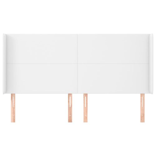 Tête De Lit Avec Oreilles Blanc 203x23x118/128 Cm Similicuir