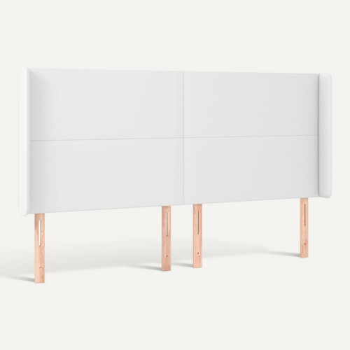 Tête De Lit Avec Oreilles Blanc 203x23x118/128 Cm Similicuir