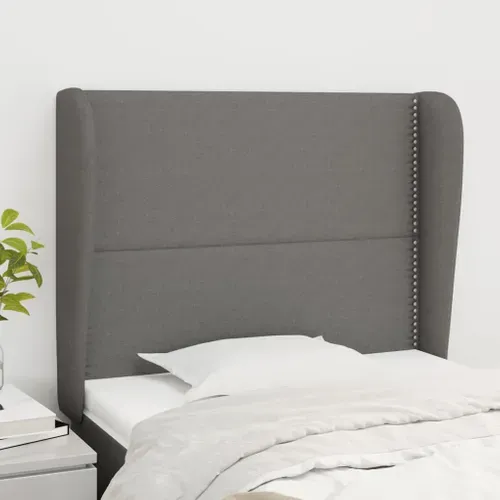 Tête De Lit Avec Oreilles Gris Foncé 103x23x118/128 Cm Tissu