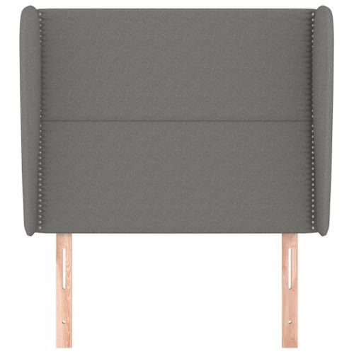 Tête De Lit Avec Oreilles Gris Foncé 103x23x118/128 Cm Tissu