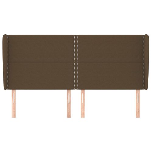 Tête De Lit Avec Oreilles Marron Foncé 183x23x118/128 Cm Tissu