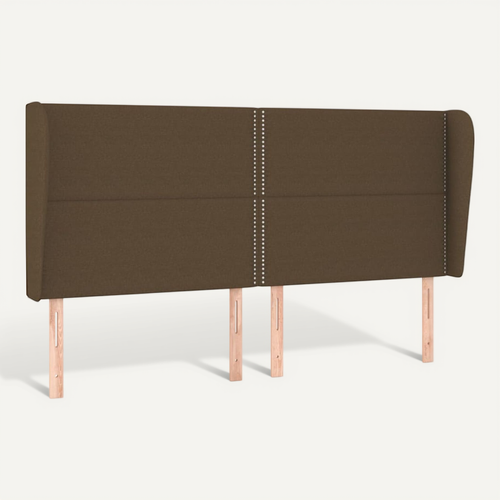 Tête De Lit Avec Oreilles Marron Foncé 183x23x118/128 Cm Tissu