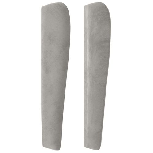 Tête De Lit Avec Oreilles Gris Clair 203x23x118/128 Cm Velours