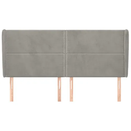 Tête De Lit Avec Oreilles Gris Clair 203x23x118/128 Cm Velours