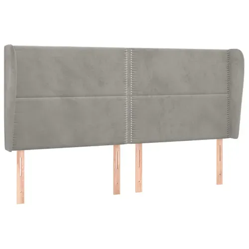 Tête De Lit Avec Oreilles Gris Clair 203x23x118/128 Cm Velours