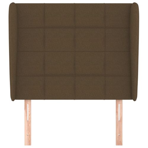 Tête De Lit Avec Oreilles Marron Foncé 103x23x118/128 Cm Tissu