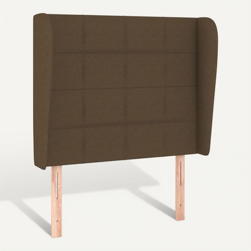 Tête De Lit Avec Oreilles Marron Foncé 103x23x118/128 Cm Tissu