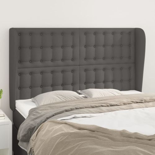 Tête De Lit Avec Oreilles Gris 147x23x118/128 Cm Simili