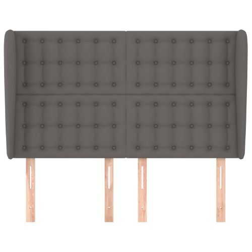 Tête De Lit Avec Oreilles Gris 147x23x118/128 Cm Simili