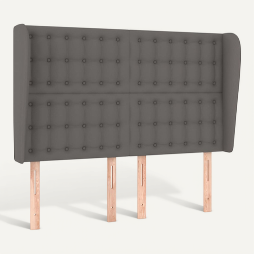 Tête De Lit Avec Oreilles Gris 147x23x118/128 Cm Simili