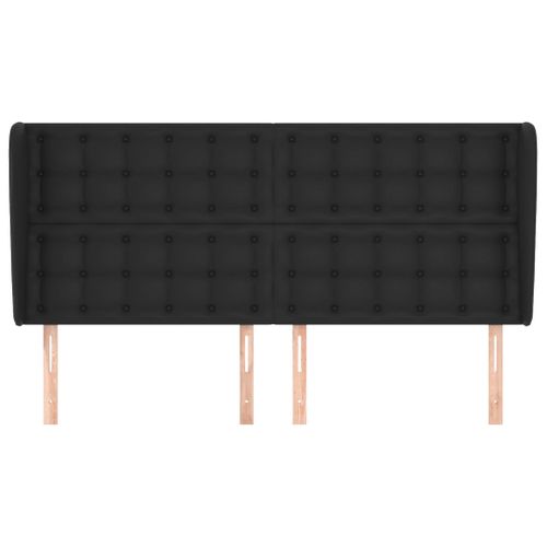 Tête De Lit Avec Oreilles Noir 183x23x118/128 Cm Similicuir