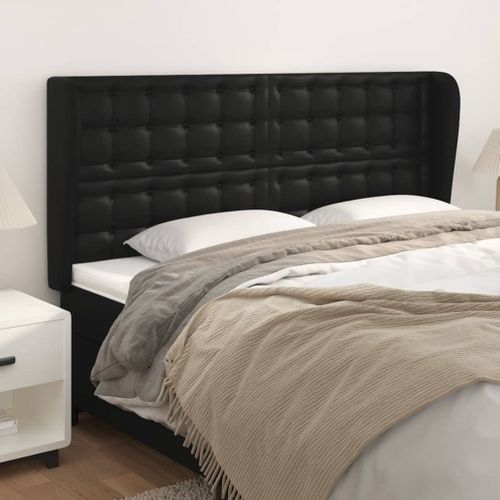 Tête De Lit Avec Oreilles Noir 183x23x118/128 Cm Similicuir