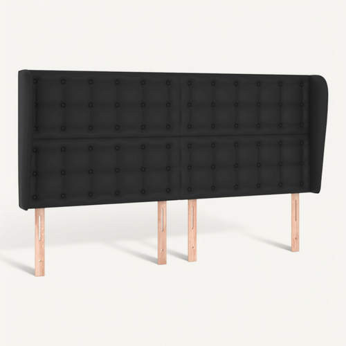 Tête De Lit Avec Oreilles Noir 183x23x118/128 Cm Similicuir