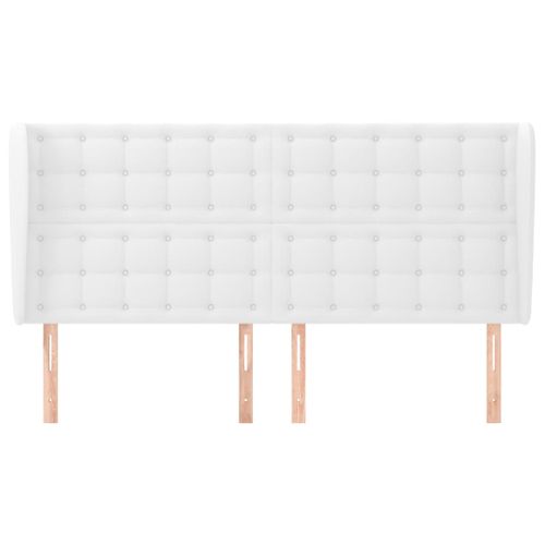 Tête De Lit Avec Oreilles Blanc 183x23x118/128 Cm Similicuir