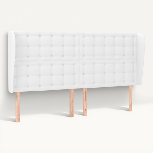 Tête De Lit Avec Oreilles Blanc 183x23x118/128 Cm Similicuir
