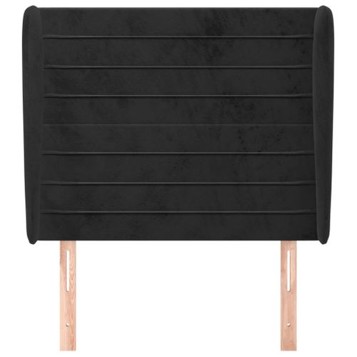 Tête De Lit Avec Oreilles Noir 103x23x118/128 Cm Velours