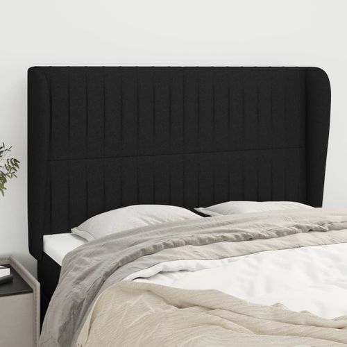 Tête De Lit Avec Oreilles Noir 147x23x118/128 Cm Tissu