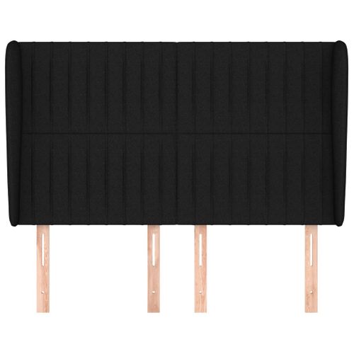 Tête De Lit Avec Oreilles Noir 147x23x118/128 Cm Tissu