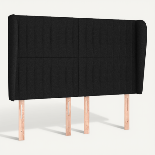 Tête De Lit Avec Oreilles Noir 147x23x118/128 Cm Tissu