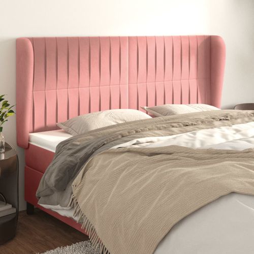 Tête De Lit Avec Oreilles Rose 203x23x118/128 Cm Velours