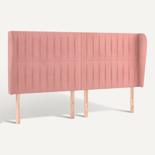 Tête De Lit Avec Oreilles Rose 203x23x118/128 Cm Velours