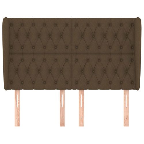 Tête De Lit Avec Oreilles Marron Foncé 147x23x118/128 Cm Tissu