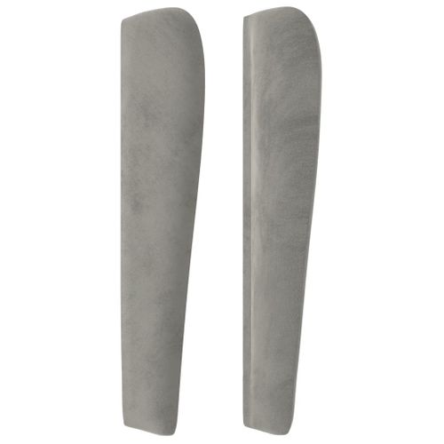 Tête De Lit Avec Oreilles Gris Clair 163x23x118/128 Cm Velours
