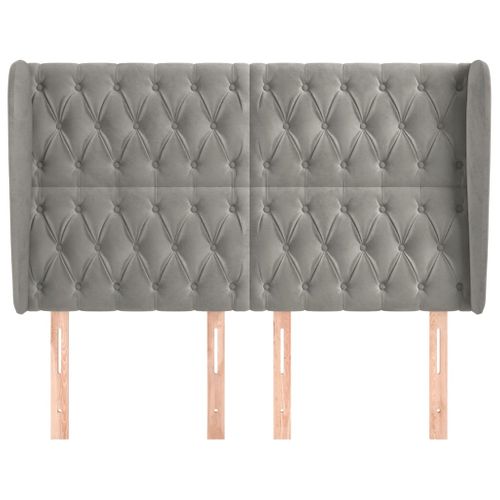 Tête De Lit Avec Oreilles Gris Clair 163x23x118/128 Cm Velours