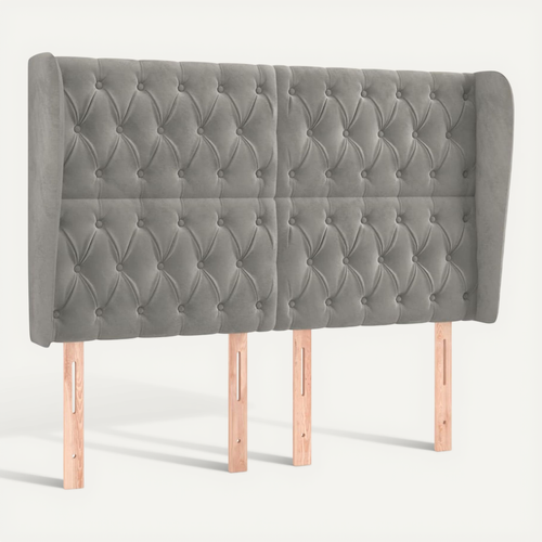 Tête De Lit Avec Oreilles Gris Clair 163x23x118/128 Cm Velours