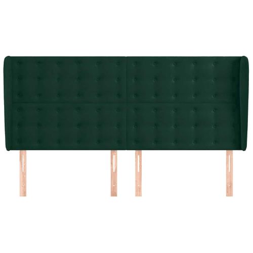 Tête De Lit Avec Oreilles Vert Foncé 163x23x118/128 Cm Velours