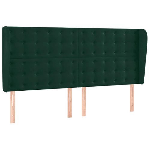 Tête De Lit Avec Oreilles Vert Foncé 163x23x118/128 Cm Velours