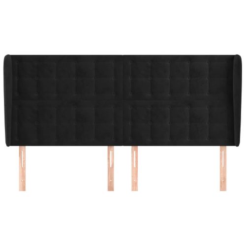 Tête De Lit Avec Oreilles Noir 183x23x118/128 Cm Velours