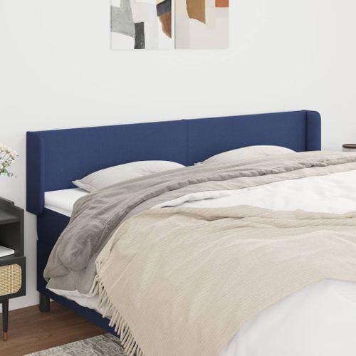 Tête De Lit Avec Oreilles Bleu 163x16x78/88 Cm Tissu