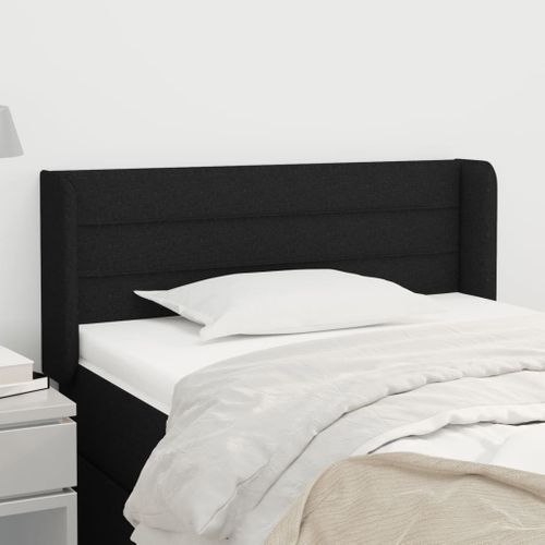 Tête De Lit Avec Oreilles Noir 103x16x78/88 Cm Tissu