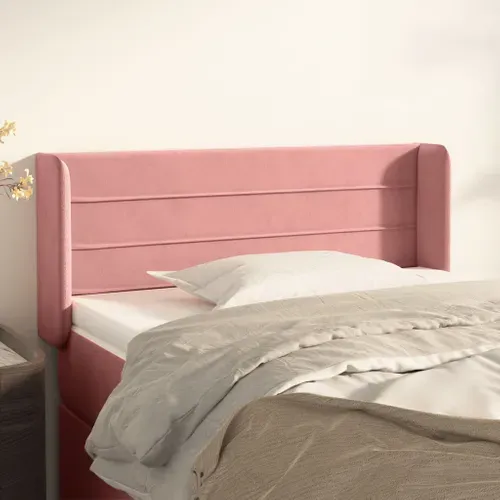 Tête De Lit Avec Oreilles Rose 83x16x78/88 Cm Velours